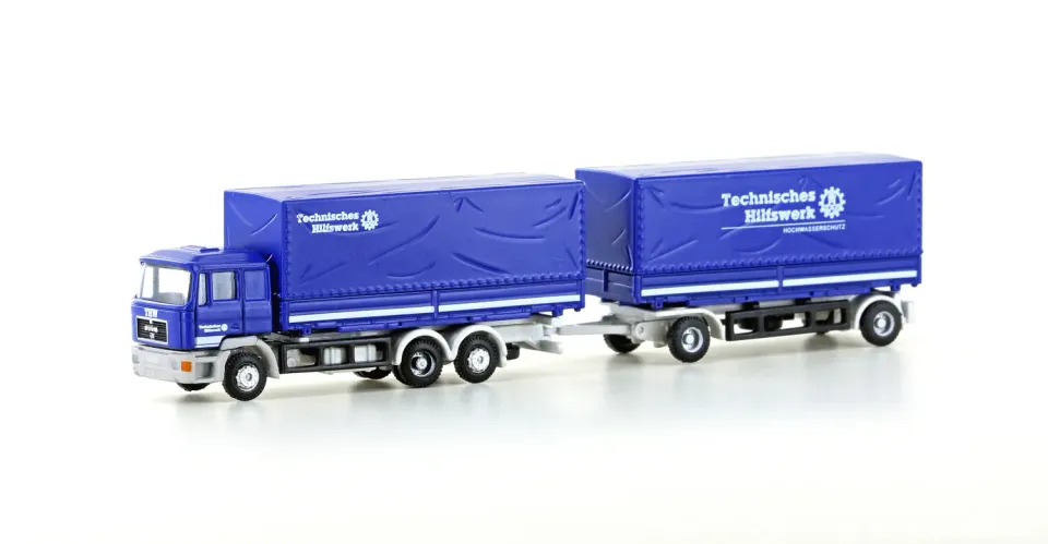 MINIS MAN F90 camion remorque THW 3 essieux