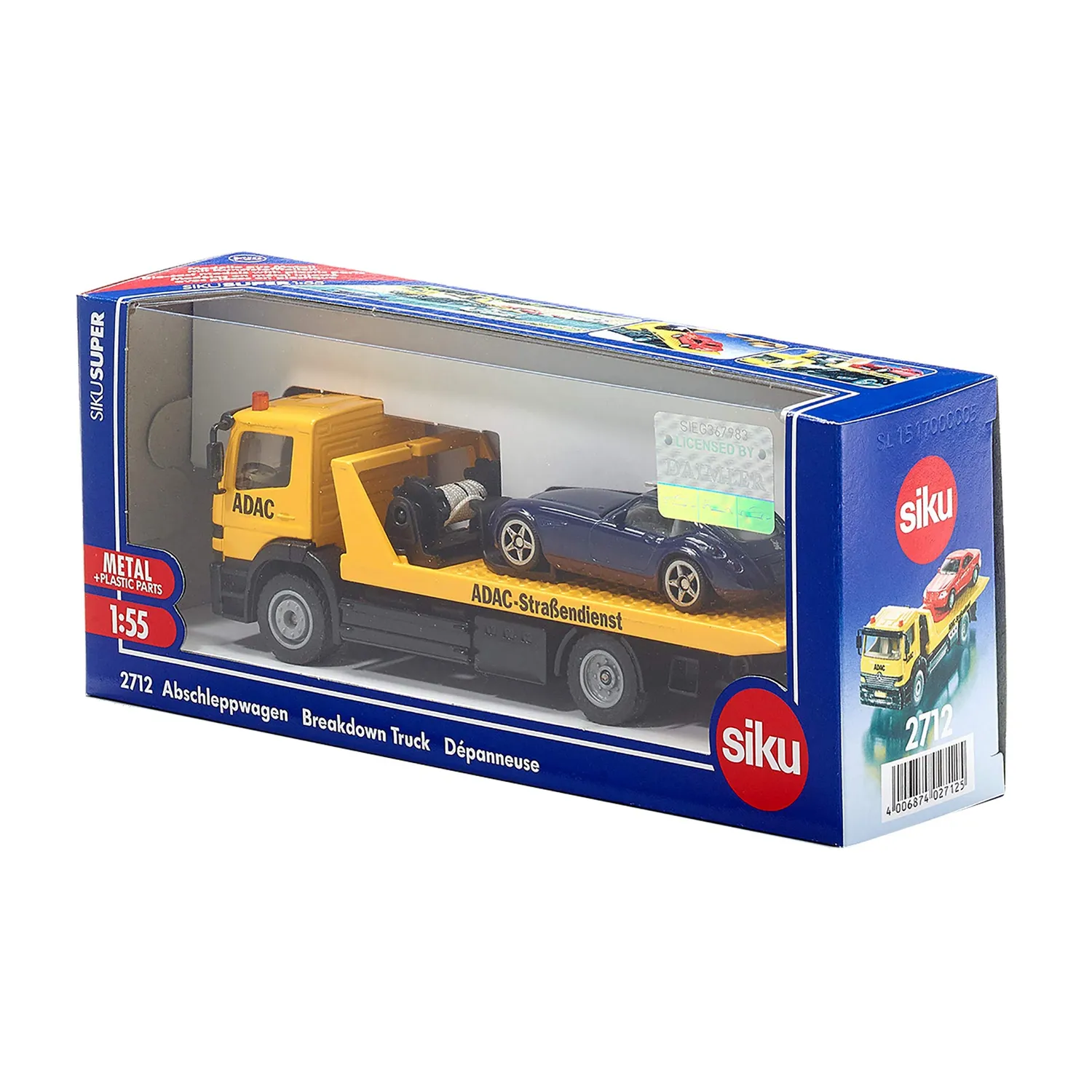 Siku 2712 dépanneuse + voiture miniature 1/55 jaune ADAC